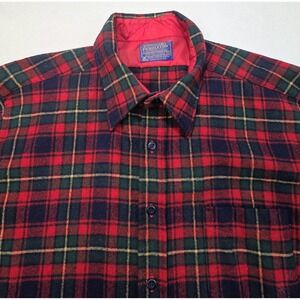 Pendleton Shirt Mens XL Wool Plaid Flannel Lodge Blue Green Yellow Red‎ USA Made